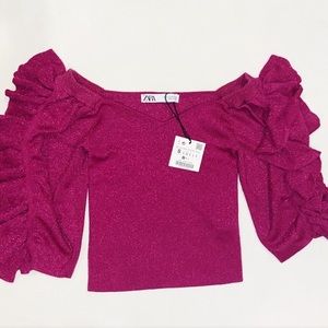 Zara sparkle ruffle top
